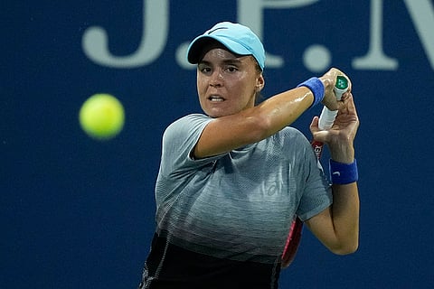 US Open 2024: Angelina Kalinina, of Ukraine, returns a shot to Elina Svitolina, of Ukraine